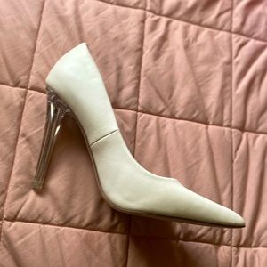 White & Clear Bottom Heels